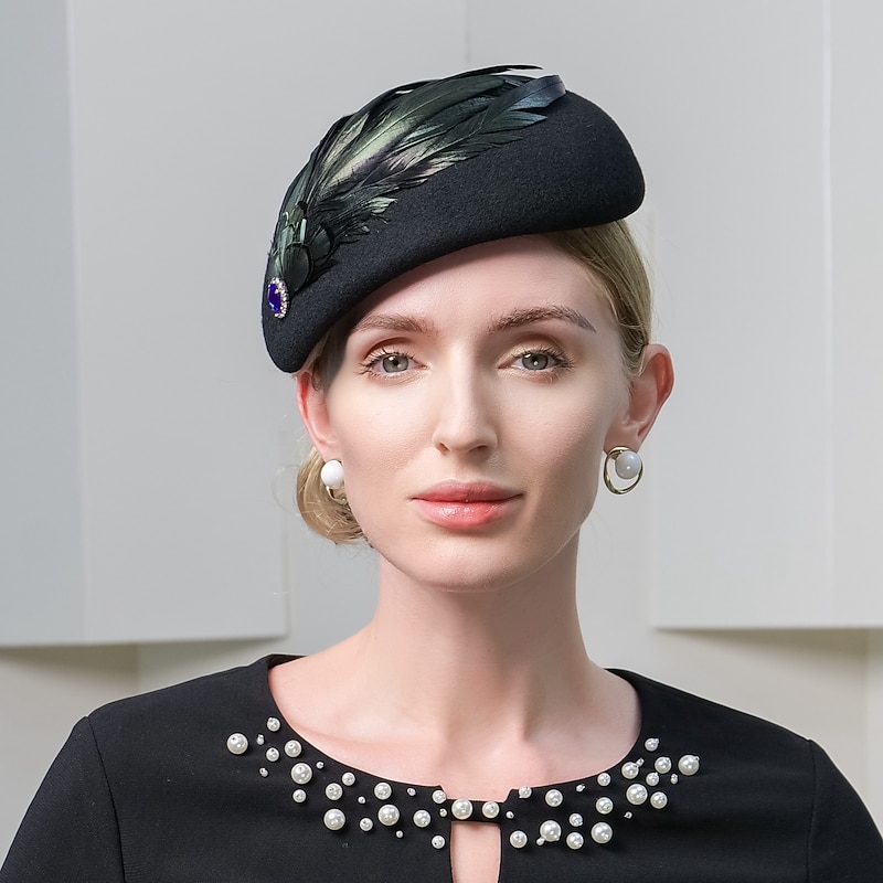 Fashion Retro Wool / Artificial feather Hats with Feather / Trim 1PC Party / Evening / Holiday Headpiece4