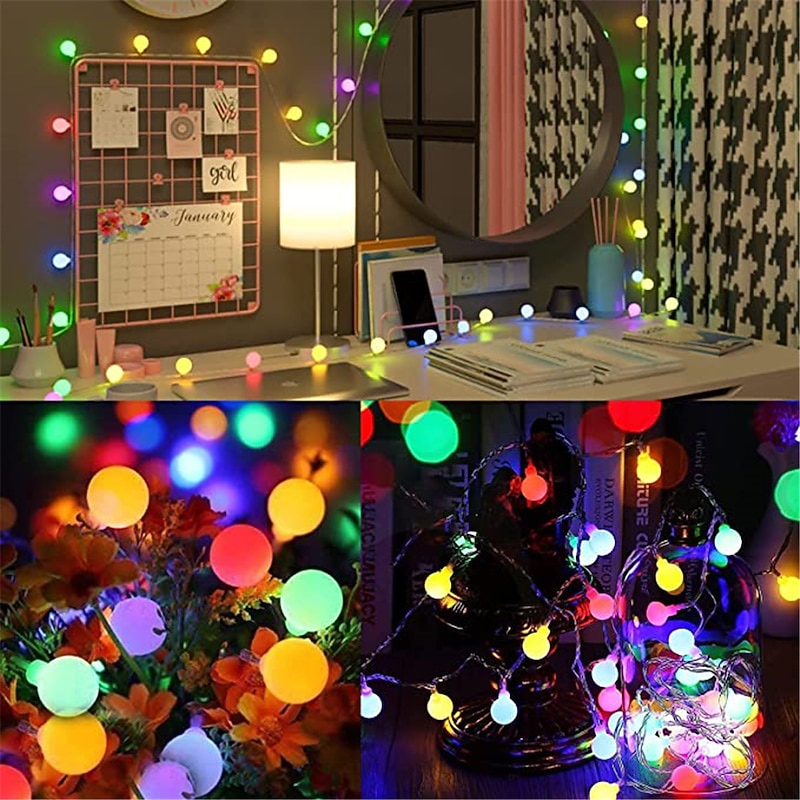 Mini Globe String Lights Christmas Fairy String Lights Plug in 10m 33FT 100LEDs 8 Mode with Remote Control Holiday Lights Party Decor for Indoor Outdoor Wedding Christmas Tree Garden Warm White220-240 V 110-120 V3