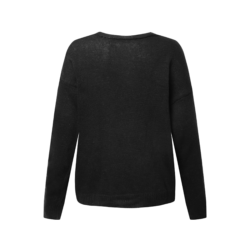 Women's Pullover Sweater Oversized Jumper Knitted Solid Color Stylish Basic Casual Long Sleeve Regular Fit Sweater Cardigans V Neck Fall Winter Black Purple Gray / Holiday4