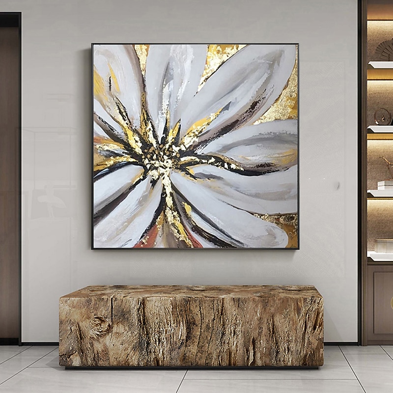 Handmade Oil Painting Canvas Wall Art Decoration Modern  Abstract Golden Petals for Home Decor Rolled Frameless Unstretched Painting4