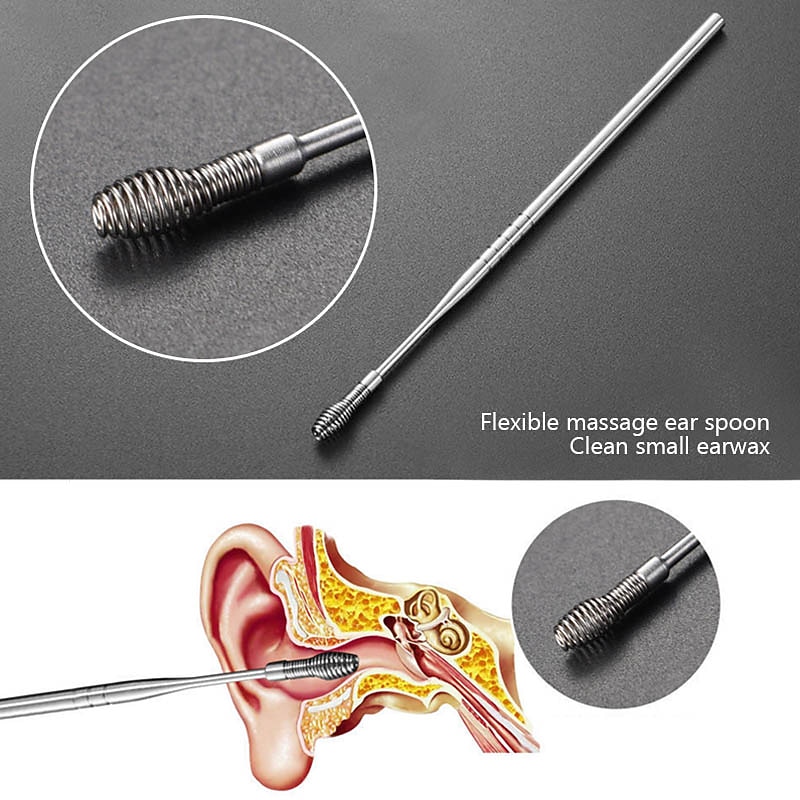 Ear Wax Removal kit Ear Wax Removal 6-in-1 Ear Pick Tools Reusable Ear Cleaner Stainless Steel Ear Pick Set with Keychain Box Utility to Use4