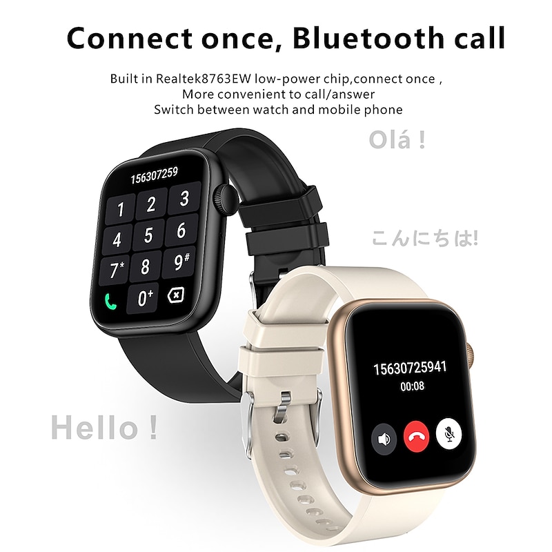 iMosi QX7 Smart Watch 1.85 inch Smartwatch Fitness Running Watch Bluetooth Temperature Monitoring Pedometer Call Reminder Compatible with Android iOS Women Men Waterproof Long Standby Hands-Free Calls3