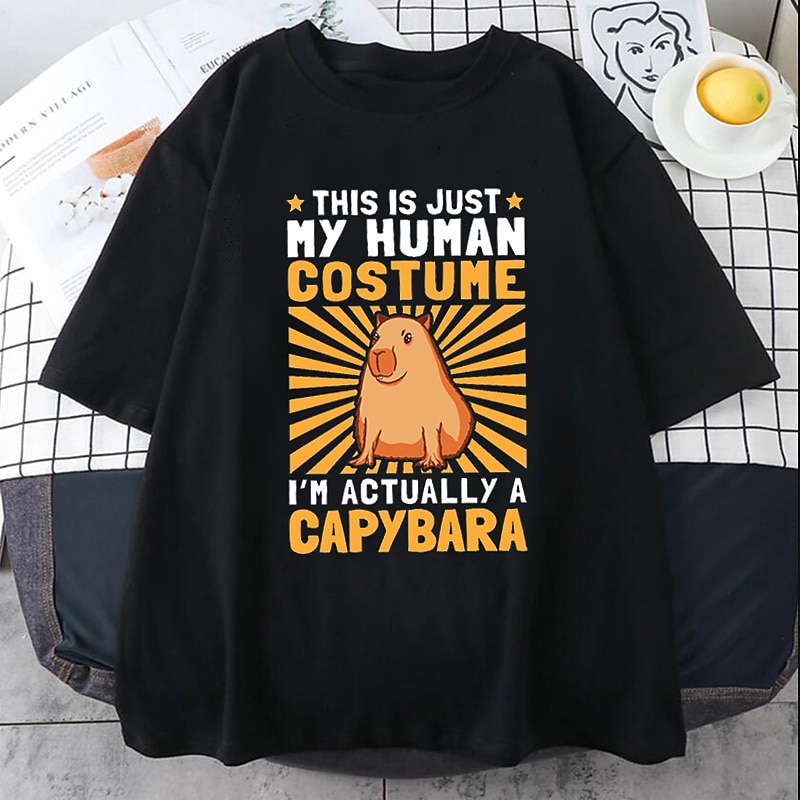 Animal Capybara T-shirt Anime Cartoon Anime Classic Street Style For Couple's Men's Women's Adults' Hot Stamping Casual Daily3