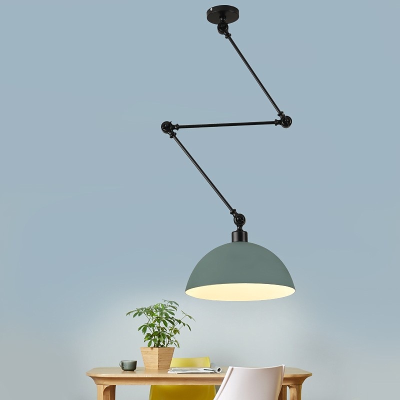 LED Pendant Light, Macaron Pole Rocker Arm Chandelier 30 cm 3000K E27 1-Light Modern Long Arm Spotlight Suspension Light Bar Loft Restaurant (Bulb Included)3