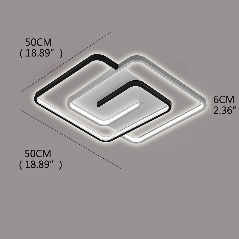 LED Ceiling Light Black Square Remote Control 19.5" Black Square Ceiling Lamp Dimmable Living Room Lamp Modern Kitchen Corridor Bedroom2