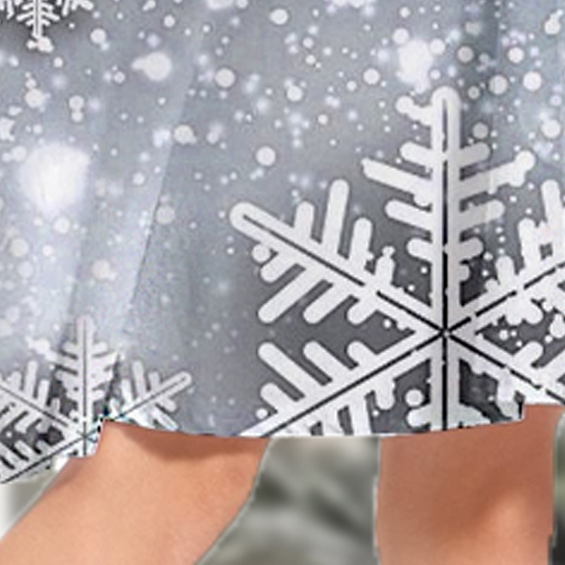 Kids Girls' Dress Snowflake Long Sleeve Casual Fur Trim Crewneck Adorable Daily Polyester Above Knee Casual Dress Swing Dress A Line Dress Fall Winter 3-10 Years Gray2