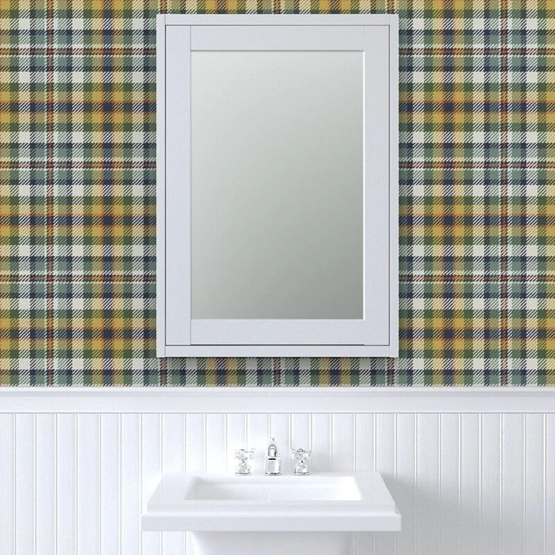 Geometric Wallpaper Peel and Stick Green Plaid Wallpaper Removable Pvc/Vinyl Self Adhesive 17.7''x118''in(45cmx300cm) / 45x300cm4