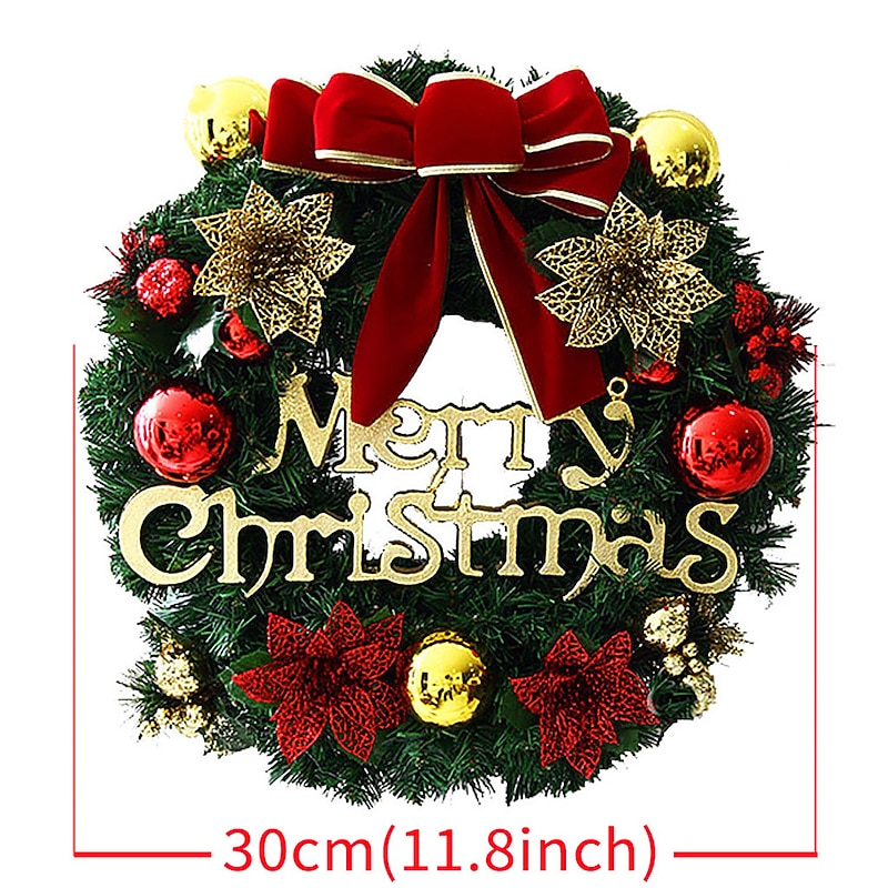 Christmas Wreath Outdoor for Front Door Winter Wreath Window Wall Decoration With Bow Christmas Decoration Door Hanging Rattan Ornament Garland Xmas Decorations for Home2