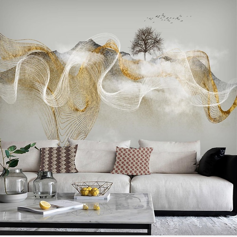 Mural Wallpaper Wall Sticker Covering Print Peel and Stick Self Adhesive Platinum Silk Line Bedroom Wall PVC / Vinyl  Home Decor