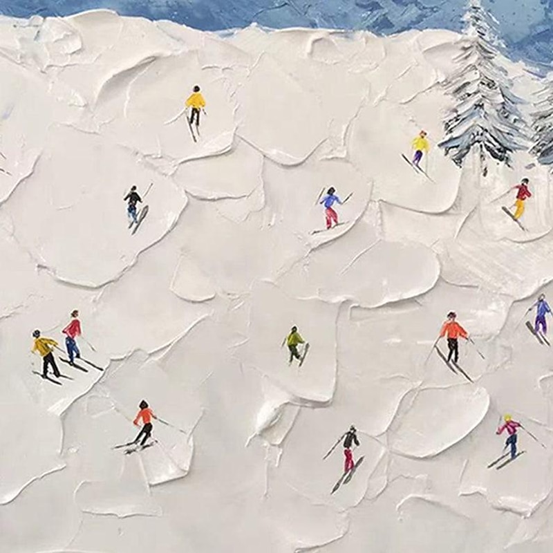 Mintura Handmade Ski Resort Scenery Oil Paintings On Canvas Wall Art Decoration Modern Abstract Picture For Home Decor Rolled Frameless Unstretched Painting3