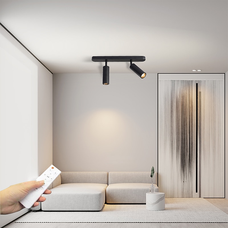 LED Ceiling Spotlights Adjustable Dimmable Fixed Track Lighting Kit, 25.4cm 2 Way Black Ceiling Mount Spot Light Fixtures, Directional Spotlight Accen