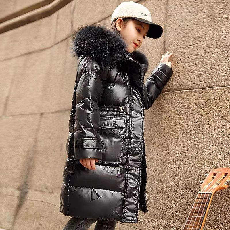 Kids Girls' Down Coat Puffer Jacket Letter Active Outdoor Cotton Coat Outerwear 4-13 Years Fall Black Yellow Pink3