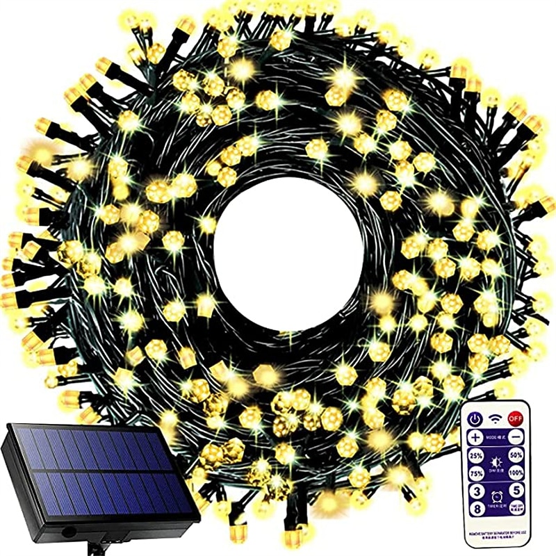 Waterproof Solar Christmas Lights - 30-100M, 300-800 LED String Lights with Remote & 8 Modes for Xmas Tree & Garden Decor Window Decoration