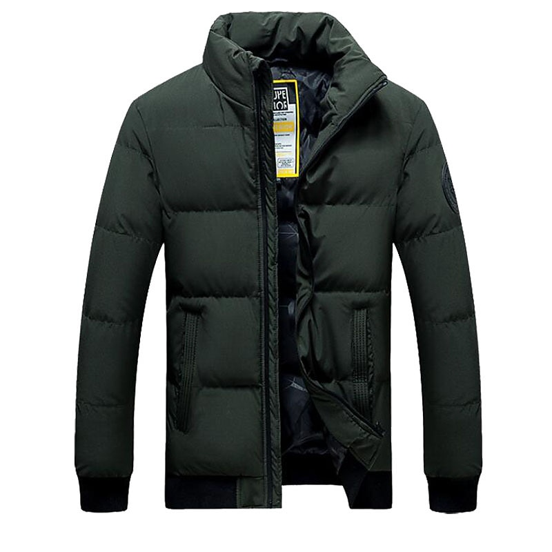 Men's Winter Coat Winter Jacket Puffer Jacket Quilted Jacket Pocket Zipper Pocket Going out Casual Daily Hiking Windproof Warm Winter Pure Color Black Red Green Gray Puffer Jacket4