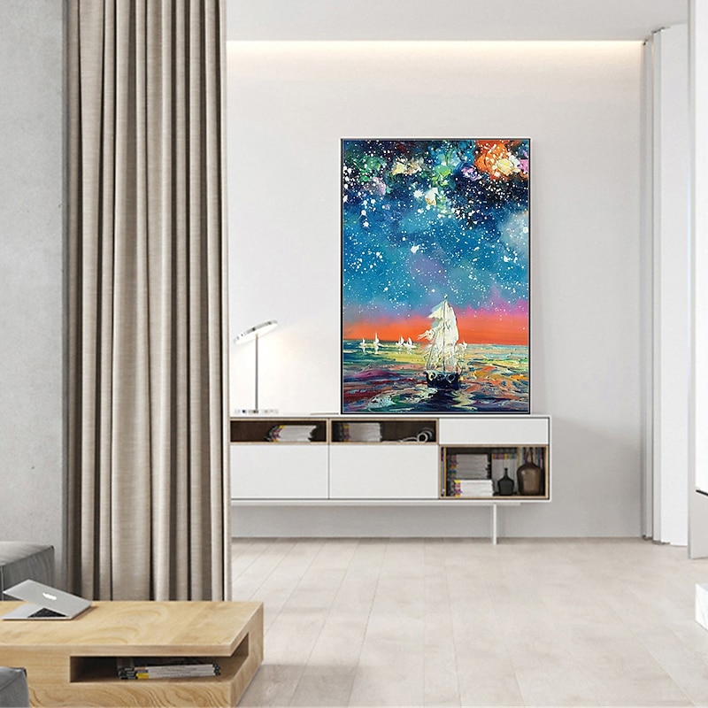 Mintura Handmade Stars Landscape Oil Paintings On Canvas Wall Art Decoration Modern Abstract Picture For Home Decor Rolled Frameless Unstretched Painting3