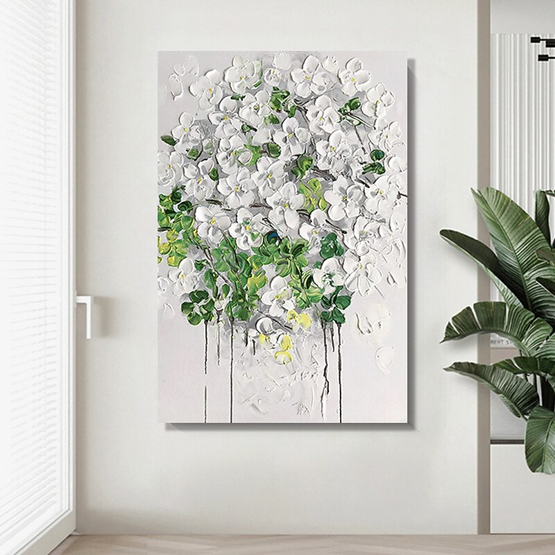Handmade Oil Painting Hand Painted High Quality 3D Flowers Contemporary Modern Rolled Canvas (No Frame)2