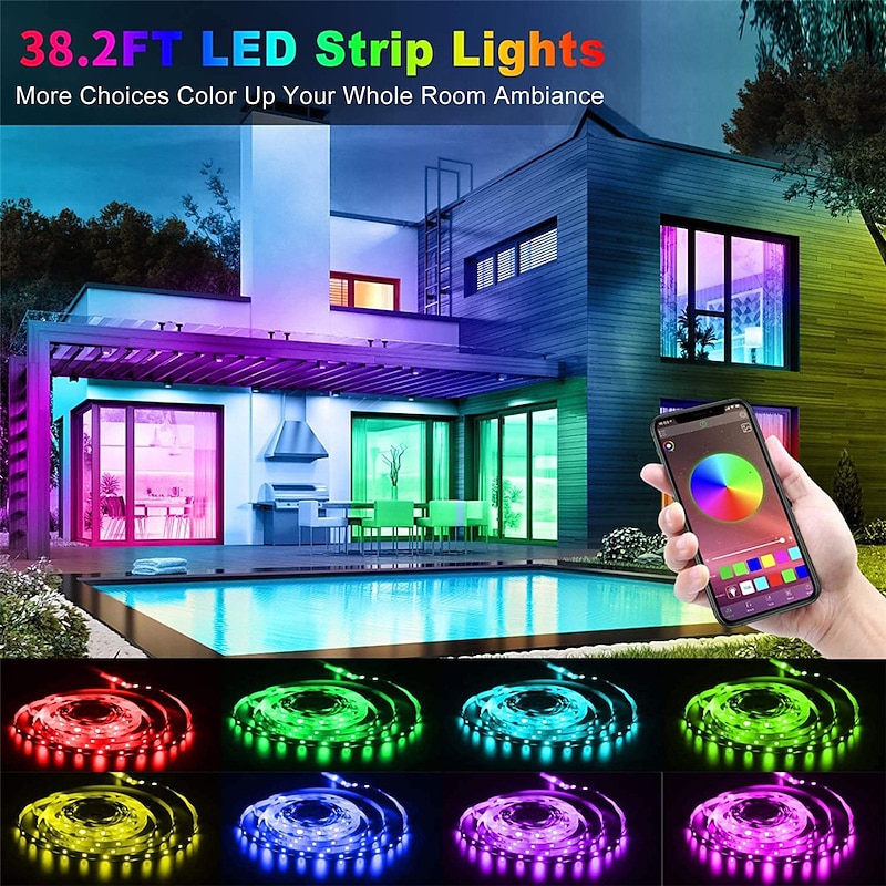 LED Strip Light 5050 SMD 20M/65.6FT Smart RGB Tape Rope Light Sync Music Light 16 Million Colors Changing Bluetooth APP Control W/ 40-Key Remote for Home Bedroom TV Car Xmas Decor (2x32.8FT)2