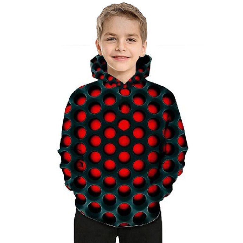 Kids Boys Hoodie Optical Illusion Long Sleeve Pocket Fall Winter Cool Daily Polyester Casual