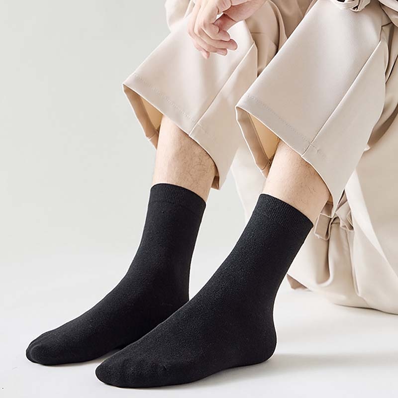 Men's 5 Pairs Socks Dress Socks Crew Socks Casual Socks Black White Color Cotton Solid Colored Casual Daily Warm Winter Fashion Comfort2