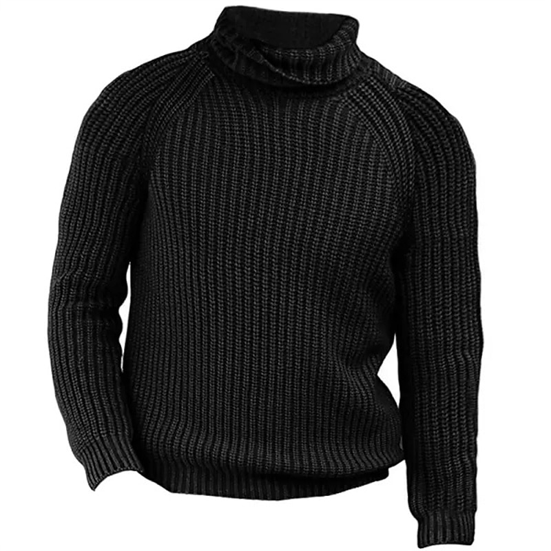 Men's Turtleneck Sweater Sweater Pullover Sweater Jumper Mens Turtle Neck Jumper Ribbed Knit Cropped Knitted Turtleneck Modern Contemporary Daily Wear Going out Clothing Apparel Fall & Winter Black