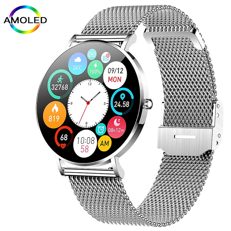 Ultra-Thin Smartwatch Women AMOLED 360*360 HD Screen Always On Display Call Reminder Smart Watch Waterproof Sports Clocks