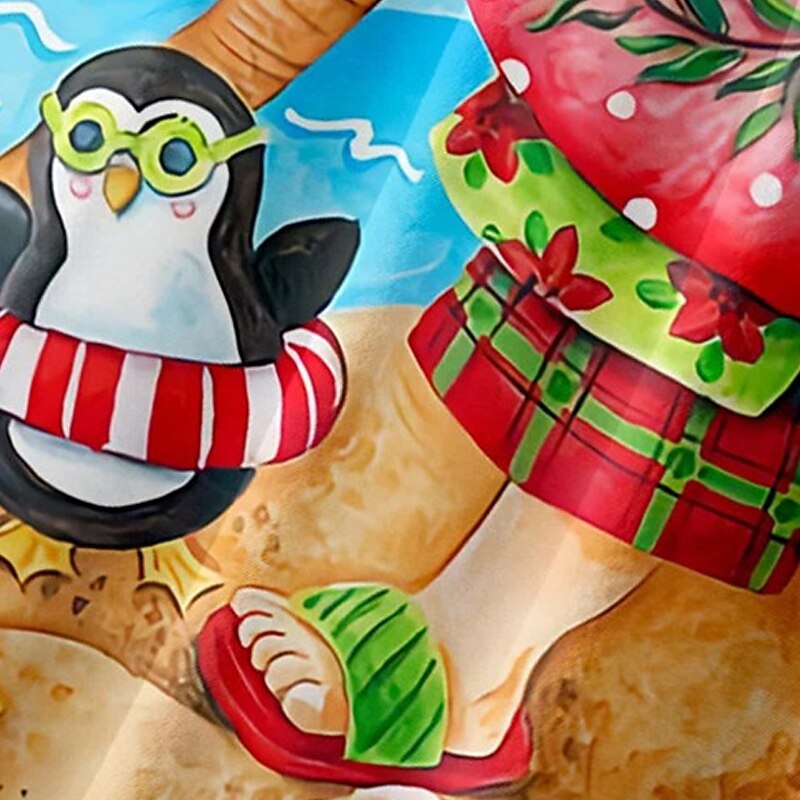 Christmas Men's Santa Claus Hawaiian Shirt Santa'S Hawaiian Graphic | Outdoor Blue Cotton | The Beach | Shirts Aloha Claus Prints Turndown 3D Short Sleeves Button Clothing4