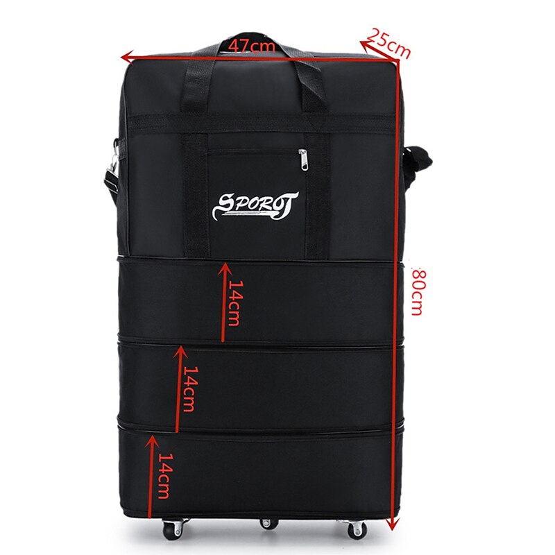 Folding Expansion Luggage Bag Large Capacity Oxford Cloth With Wheels Air Boarding Travel Bag Portable Moving Storage Bag3