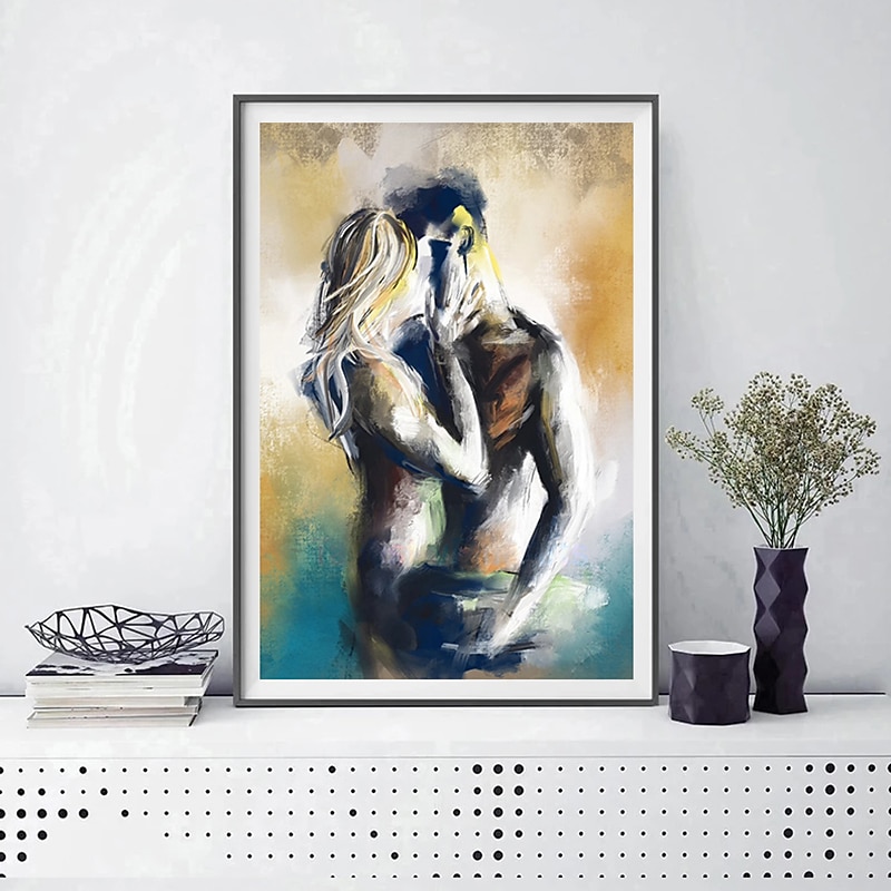 Handmade Oil Painting Canvas Wall Art Decoration Abstract Nude Figures Couple for Home Decor Rolled Frameless Unstretched Painting3