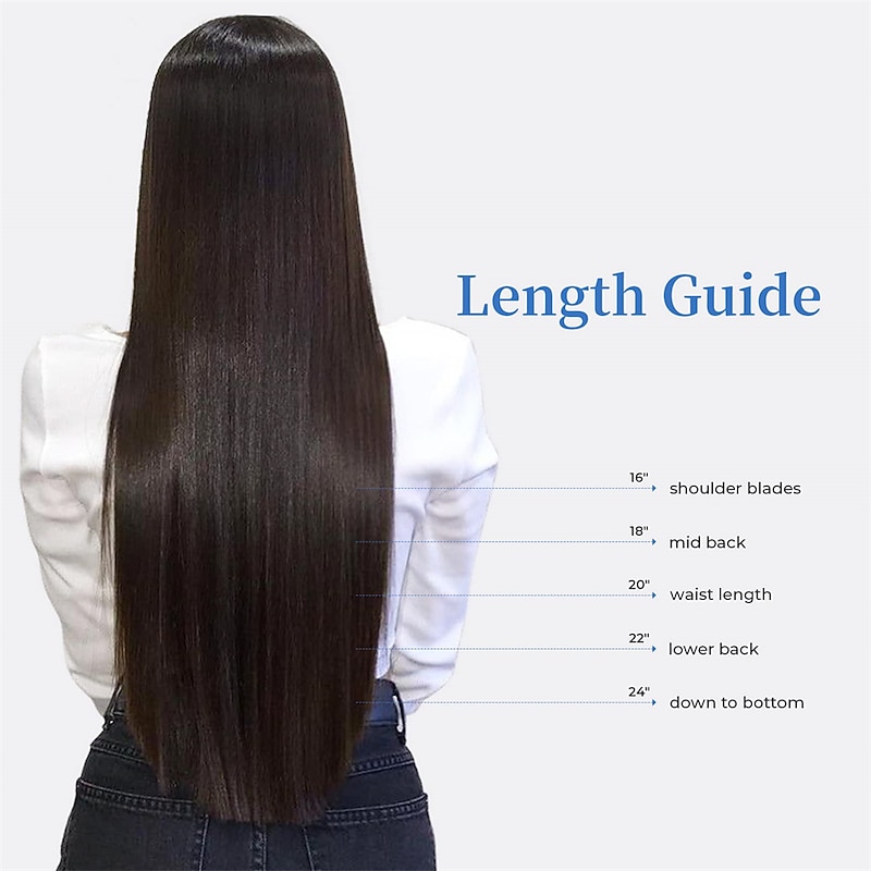 Clip in Hair Extensions 6Pcs 16 Clips Curly Wavy Straight Thick Clip on Synthetic Hair Extension Hairpieces (24 Inch Deep Brown with Dirty Blonde - Straight)4