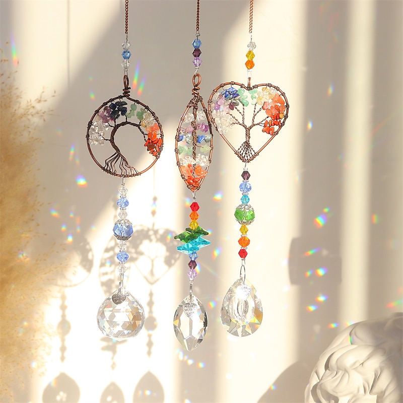 1PC Life Tree Crystal Sun Catcher Pendant Home Decoration