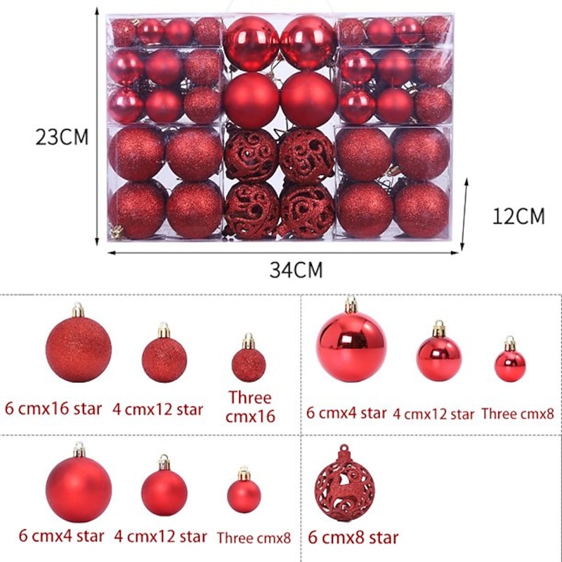 100pcs Christmas Baubles Ball Ornaments Xmas Decoration, 3-6cm Shatterproof Hanging Balls for Christmas Tree, Wedding, Party and Holiday3