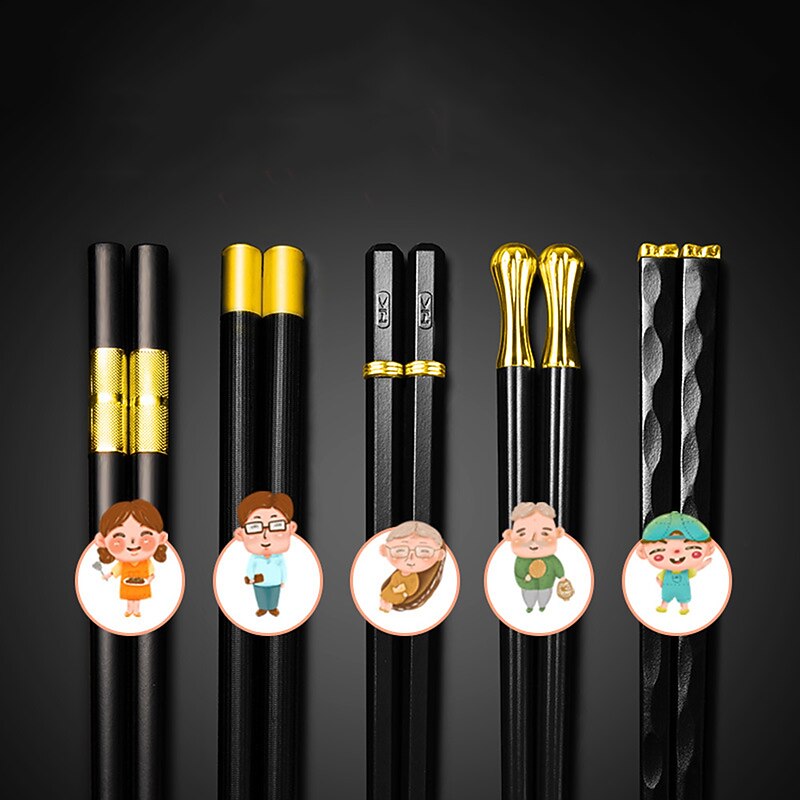 5Pairs Chopsticks Alloy Chopsticks Set Japanese Style Chopsticks2