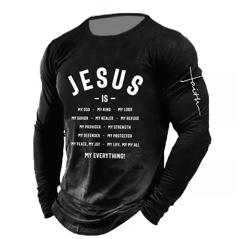 Men's Letter Graphic Prints T Shirt Casual Style Classic Style Long Sleeve T shirt 3D Print Crew Neck Shirt Vintage Sports Basic Outdoor Street Casual Black Red Blue Spring &  Fall Clothing Apparel S
