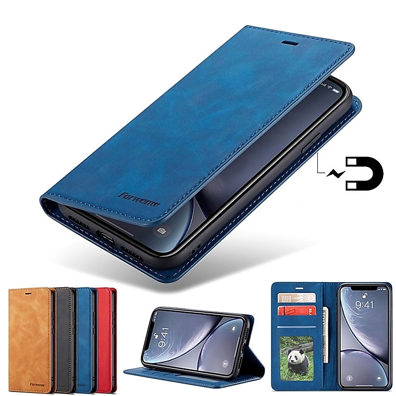 Phone Case For Samsung Galaxy S25 S24 S23 S22 S21 FE S20 Plus A14 A54 A73 A53 Wallet Case Flip with Stand Holder With Card Holder Magnetic Flip Solid Colored PU Leather