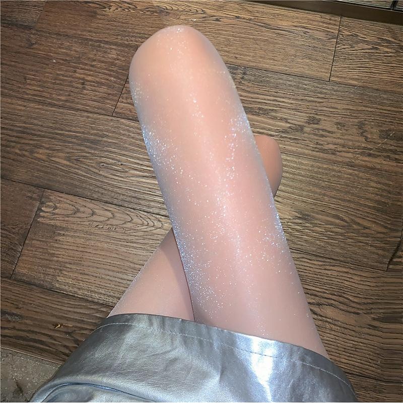 Women's Tights Pantyhose Stockings Summer Tights Sunscreen Leg Shaping High Elasticity Glitter Sexy Casual Daily Black White color One-Size3