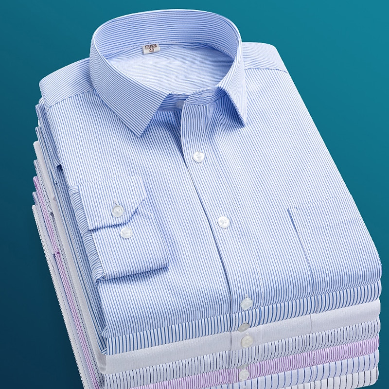 Men's Dress Shirt Stripes and Plaid Wedding Going out Light Pink Black-White Sea Blue White Long Sleeve Turndown Spring &  Fall Clothing Apparel