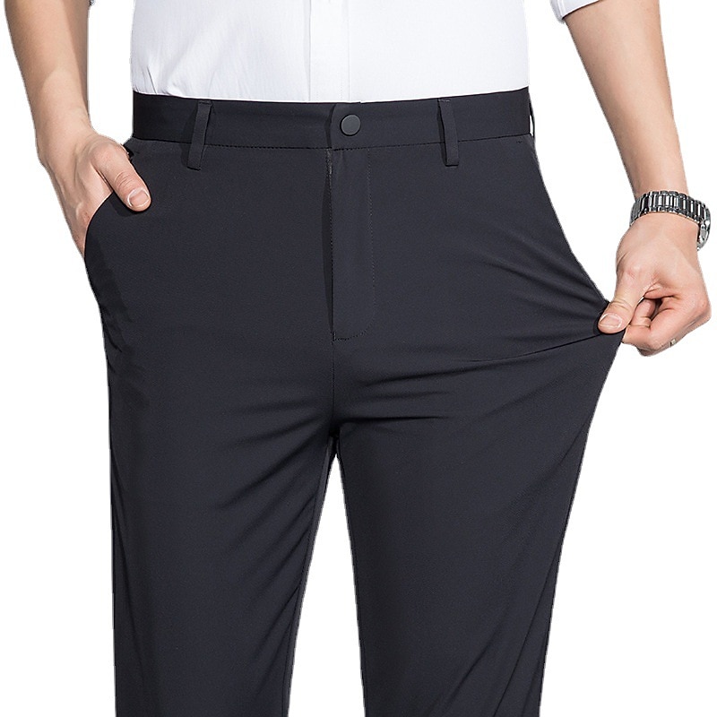 Men's Trousers Casual Pants Pocket Plain Stretch Wedding Daily Holiday Streetwear Stylish Black Navy Blue Micro-elastic