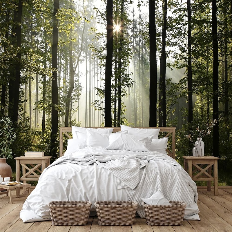Cool Wallpapers Nature Wallpaper Wall Mural Forest Wall Covering Sticker Peel and Stick Removable PVC/Vinyl Material Self Adhesive/Adhesive Required Wall Decor for Living Room Kitchen Bathroom3