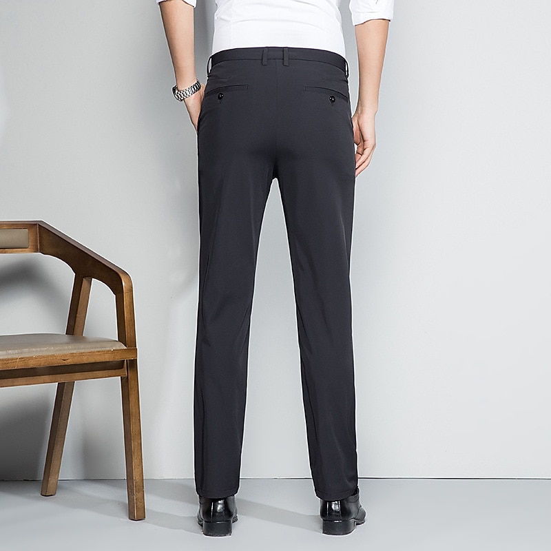 Men's Trousers Casual Pants Pocket Plain Stretch Wedding Daily Holiday Streetwear Stylish Black Navy Blue Micro-elastic4