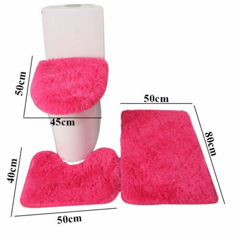 3Pcs/set Soft Solid Color Bath Mat Non-slip Non-slip Bath WC Carpets Rectangle U-shape Bathroom Toilet Rugs Floor Mat Door Mat3