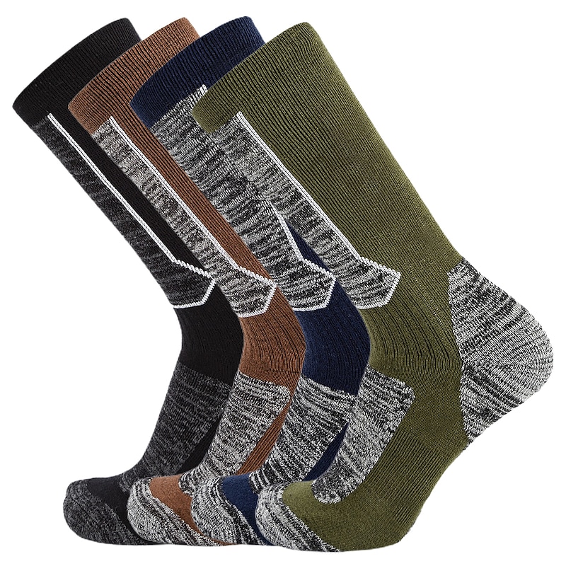 1 Pair Men's Hiking Socks Ski Socks Sports Socks Sports Socks Thermal Warm Windproof Breathable Quick Dry Winter Outdoor Cotton Black Brown Army Green for Ski / Snowboard Climbing Camping / Hiking