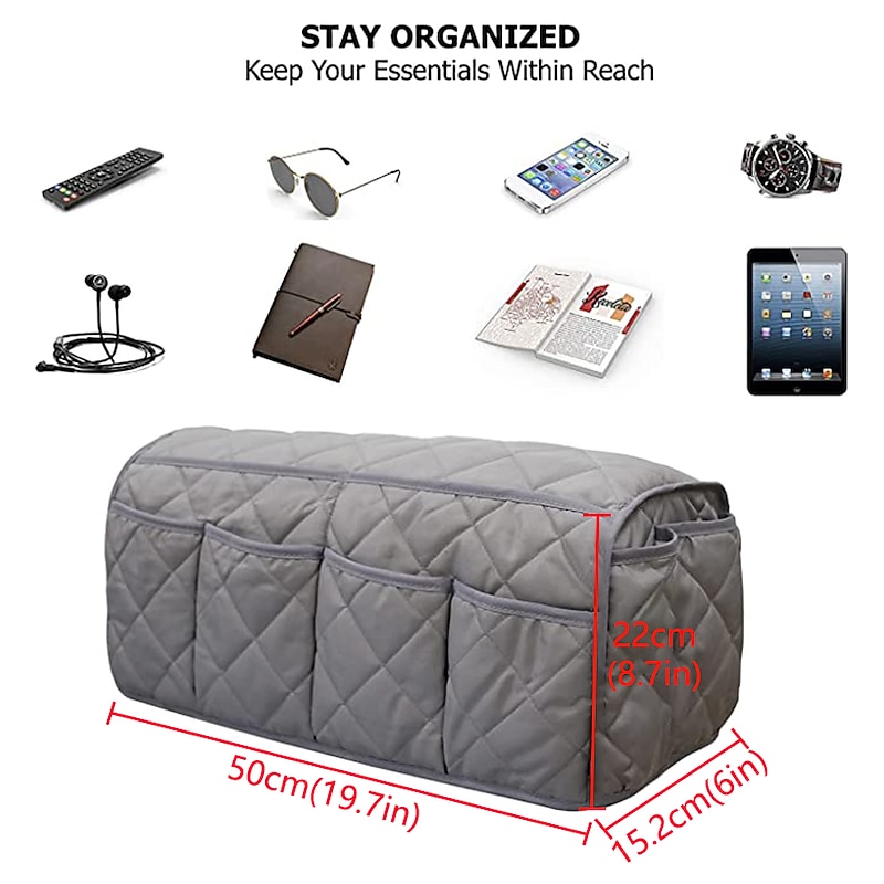 Waterproof Sofa Cover Armrest Cover Organizer Remote Control Holder for Recliner Couch Armchair Caddy with 14 Pockets for TV Remotes, Book, Magazines, Ipad4