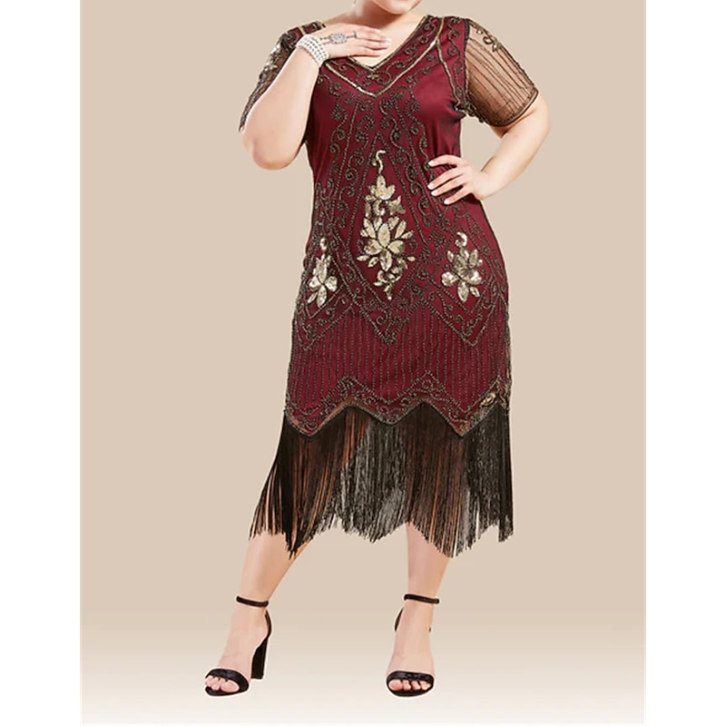 Roaring 20s 1920s Cocktail Dress Flapper Dress Dress Masquerade Normal The Great Gatsby Charleston Sequins Fancy Dress Women's Halloween Carnival Masquerade Carnival Wedding Wedding Guest Adults'