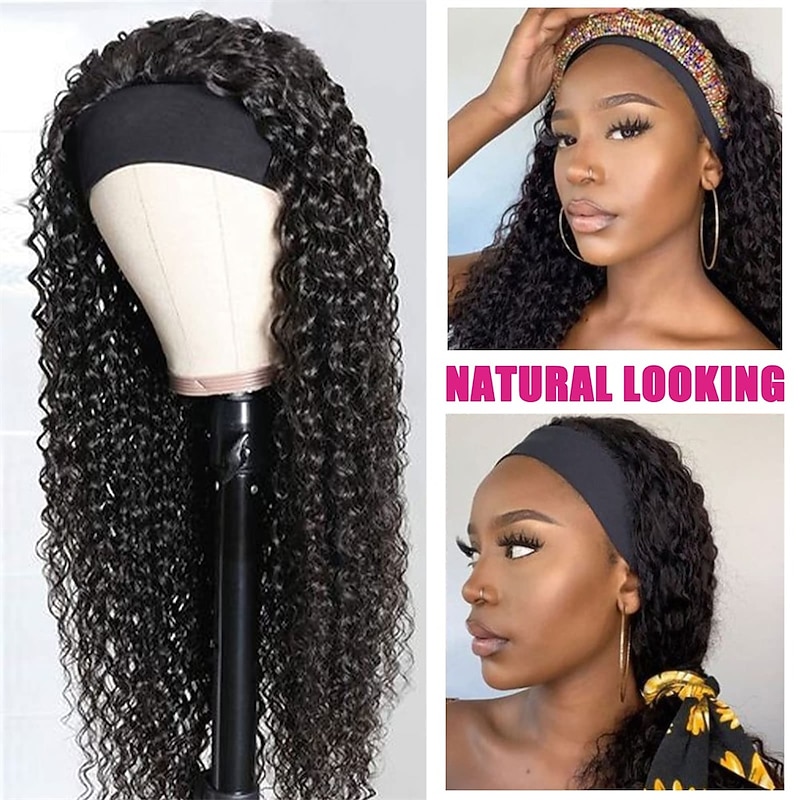 Headband Wig Human Hair For Black Women Kinky Curly Wigs Glueless Human Hair Short Curly Headband Wigs2