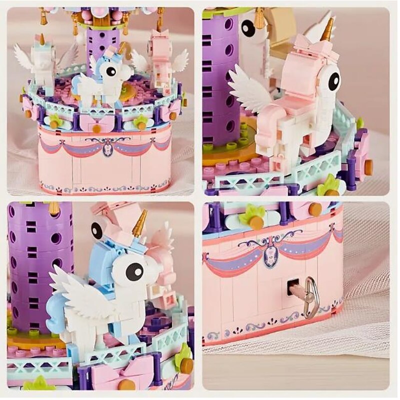 Building Blocks,885PCS /710Carousel Music Box Building Block Set. Construction Set To Build, Assembly Toy For Kids Adult A Great Gift For People Who Like Carousel3