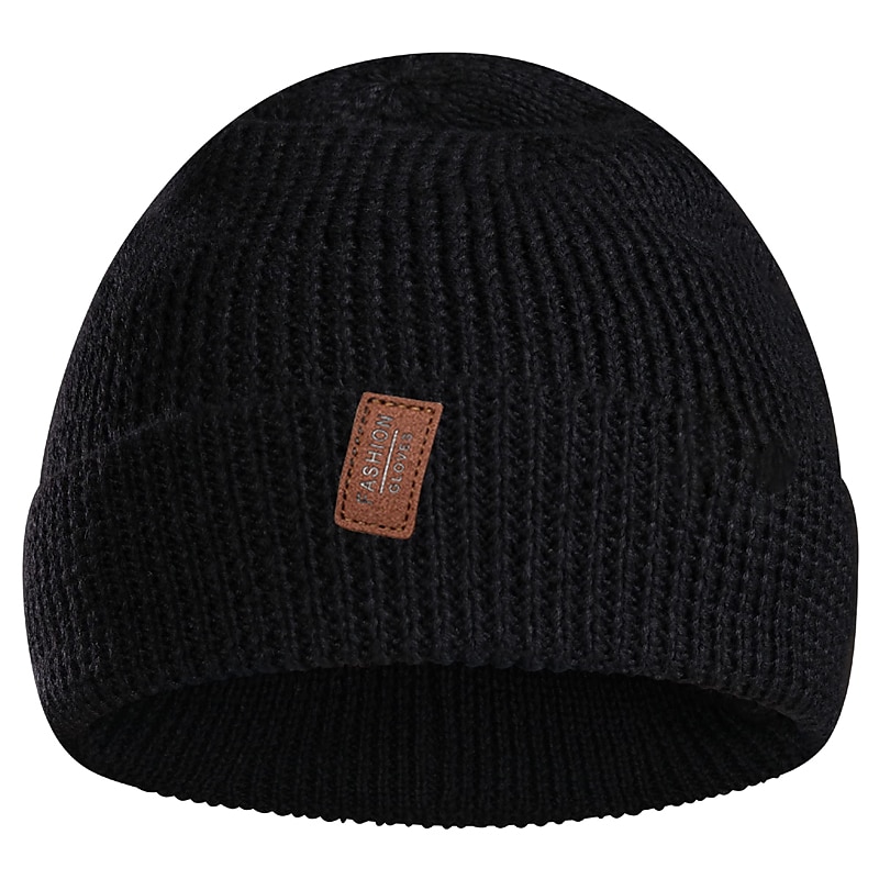 Men's Beanie Hat Wool Beanie Hat Winter Hats Black Red Cotton Knitted Basic Modern Contemporary Daily Wear Vacation Solid / Plain Color Lightweight Materials Convenient4