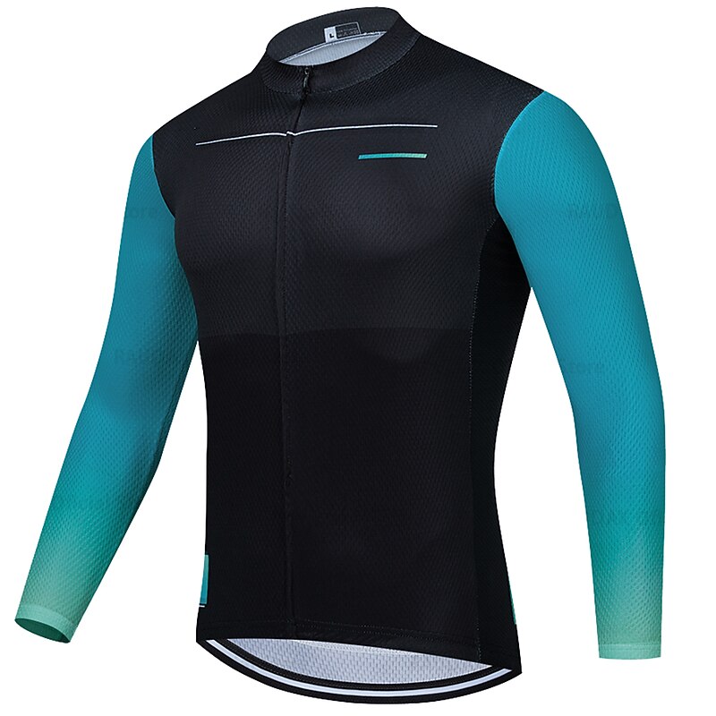 Men's Cycling Jersey Color Block Long Sleeve Bike Jersey Top with 3 Rear Pockets Mountain Bike MTB Road Bike Cycling Quick Dry Reflective Strips Back Pocket Moisture Wicking Sports Black White Yellow2