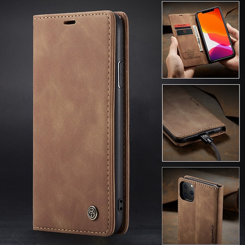 Phone Case For iPhone 17 Pro Max 17 16 15 14 Pro Max Plus 13 12 11 Pro Max Mini Wallet Case Flip Cover with Stand Holder Magnetic Full Body Protective Retro PU Leather