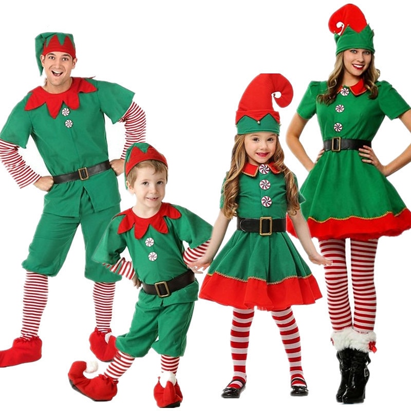 Santa Claus Elf Mrs.Claus Outfits Christmas Hat Fancy Christmas Dress Men's Women's Boys' Girls' Christmas Adults Kid's Christmas Carnival Christmas Eve Christmas Party Top Dress Pants Hat