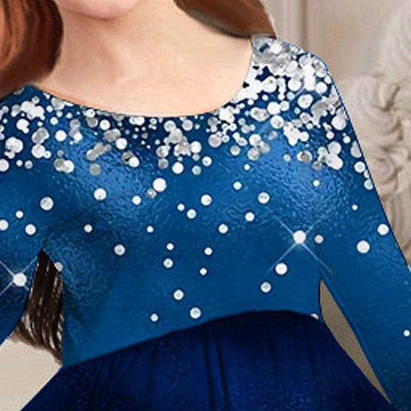 Kids Girls' Dress Gradient Long Sleeve Casual Crewneck Adorable Daily Polyester Above Knee Casual Dress Swing Dress A Line Dress Fall Winter 3-10 Years Blue Purple4